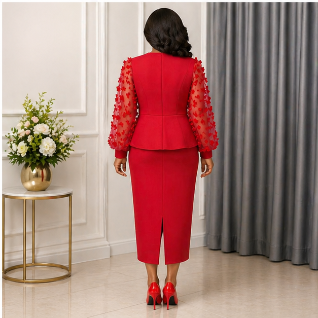 Elegant Women’s  Red Church Dress ; Midi Dress