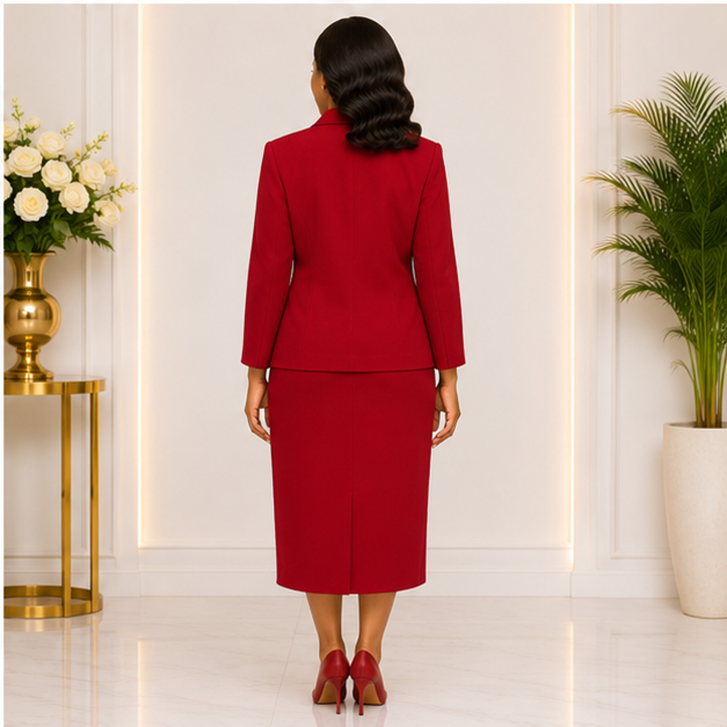 Elegant Red Church Suit for Women – Classic Two-Piece Formal Skirt Set for Church, Business & Special Occasions